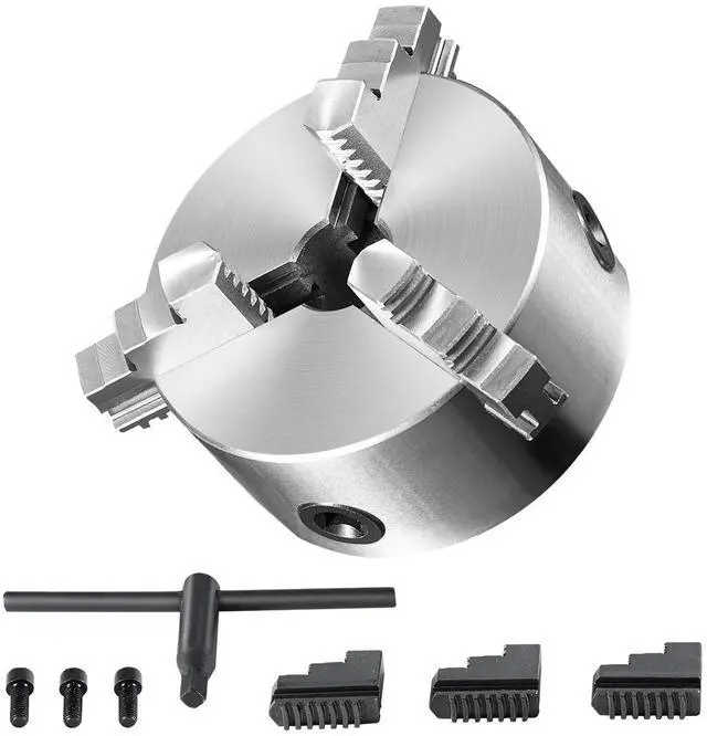 Main image of 3-Jaw Lathe Chuck, 6'', Self-Centering Lathe Chuck, 0.14- 6.3 in/3.5-160 mm Clamping Range with T-key Fixing Screws Reversible Jaws, for Lathe 3D Printer Machining Center Milling Drilling Machin