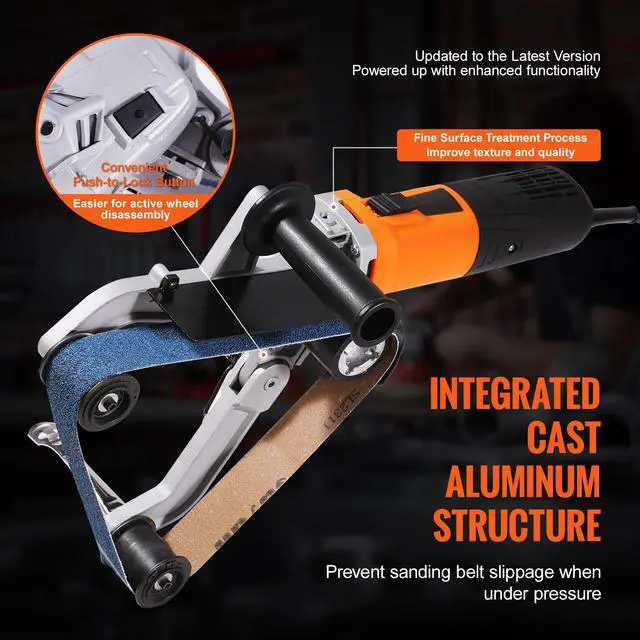 Alt view image 3 of 7 - Pipe Tube Polisher Sander, 1000W Pipe Belt Sander with 6 Variable Speeds 1100-3200rpm, Professional Belt Sander Grinding Machine with 100PCS Sanding Belts for Burnishing Finishing Rust Removal