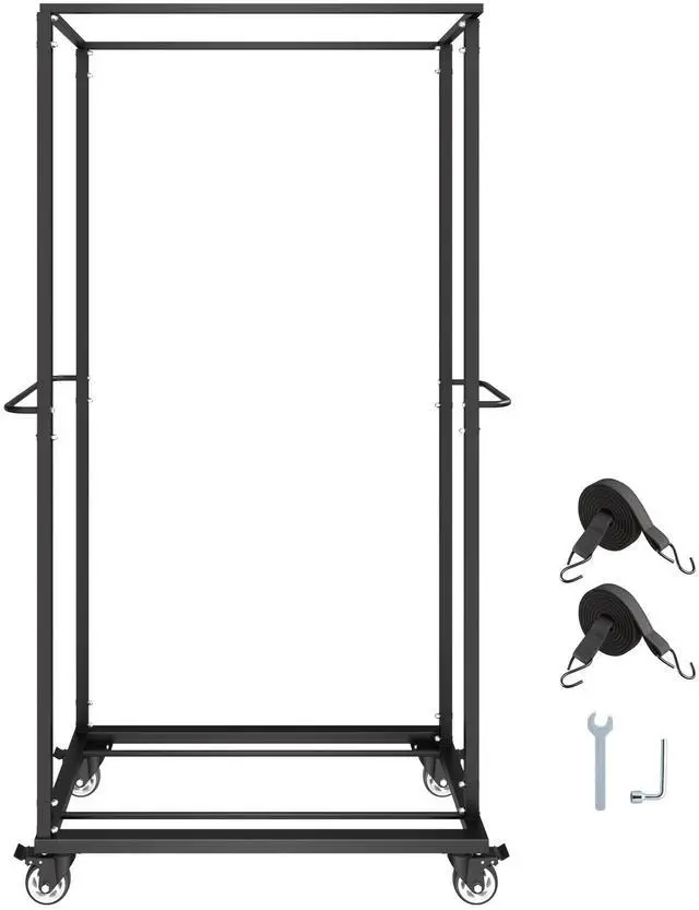 Main image of Folding Chair Rack, 500 LBS Capacity, Heavy-duty Chair Cart for 60 Chairs, Metal Chair Storage Dolly Chair Holder with Swivel Casters and Locking Wheels, for Party Event,Hotel,Matte Black