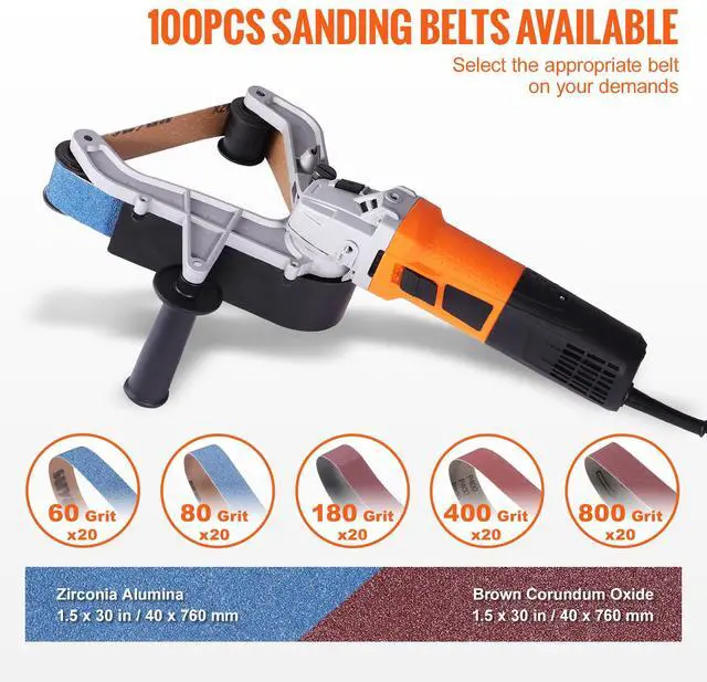 Alt view image 4 of 7 - Pipe Tube Polisher Sander, 1000W Pipe Belt Sander with 6 Variable Speeds 1100-3200rpm, Professional Belt Sander Grinding Machine with 100PCS Sanding Belts for Burnishing Finishing Rust Removal