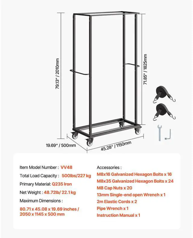 Alt view image 7 of 7 - Folding Chair Rack, 500 LBS Capacity, Heavy-duty Chair Cart for 60 Chairs, Metal Chair Storage Dolly Chair Holder with Swivel Casters and Locking Wheels, for Party Event,Hotel,Matte Black
