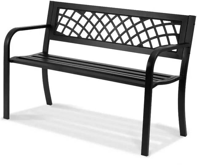 Main image of Outdoor Bench,46 inches Metal Garden Bench for Outdoors, 480 lbs Load Capacity Bench, Outdoor Garden Park Bench with Backrest and Armrests, Patio Bench for Garden, Park, Yard, Front Porch