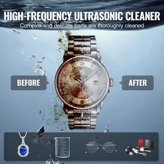 Alt view image 6 of 7 - 2L Ultra Sonic Cleaner, 60W Digital Sonic Cleaning Machine with Gentle Mode & Upgraded Degassing, 40kHz Ultrasound Cleaner Machine with Heater & Timer for Jewelry, Glasses, Tools, Retainer