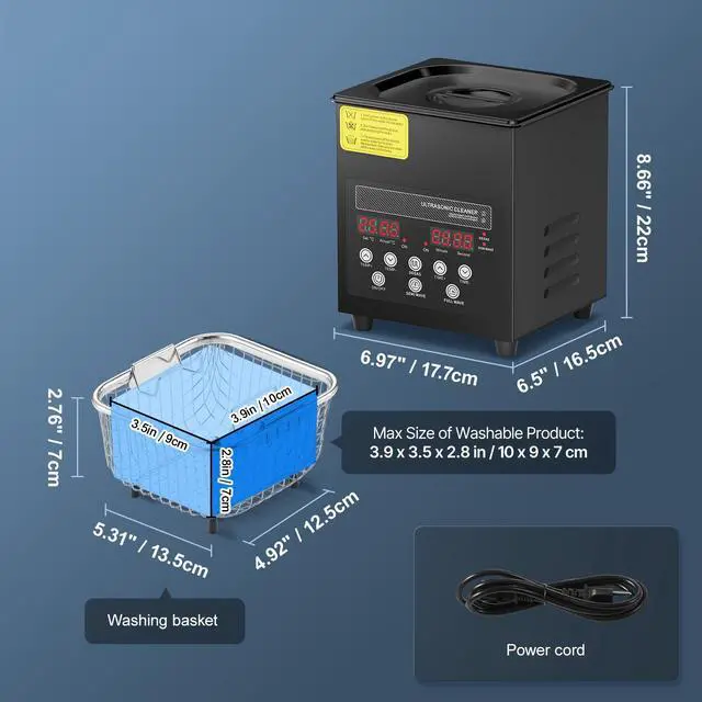 Alt view image 7 of 7 - 2L Ultra Sonic Cleaner, 60W Digital Sonic Cleaning Machine with Gentle Mode & Upgraded Degassing, 40kHz Ultrasound Cleaner Machine with Heater & Timer for Jewelry, Glasses, Tools, Retainer