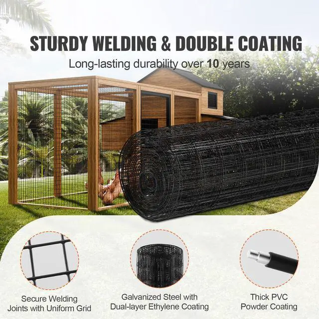 Alt view image 9 of 14 - VEVOR Hardware Cloth, 36'' x 50' Galvanized Wire Mesh Roll, 16 Gauge Chicken Wire Fence Roll, Vinyl Coating Metal Wire Mesh for Chicken Coop Barrier, Rabbit Snake Fences, Poultry Enclosures