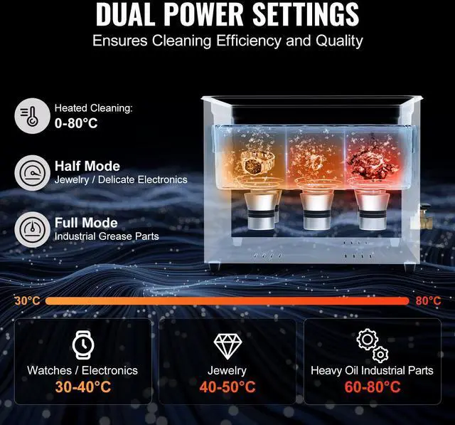 Alt view image 4 of 7 - 15L Ultra Sonic Cleaner, 360W Digital Ultrasonic Cleaning Machine with Gentle Mode & Upgraded Degassing, 40kHz Industrial Ultrasound Cleaner with Heater & Timer for Retainer, Jewelry, Tools