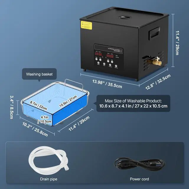 Alt view image 7 of 7 - 15L Ultra Sonic Cleaner, 360W Digital Ultrasonic Cleaning Machine with Gentle Mode & Upgraded Degassing, 40kHz Industrial Ultrasound Cleaner with Heater & Timer for Retainer, Jewelry, Tools