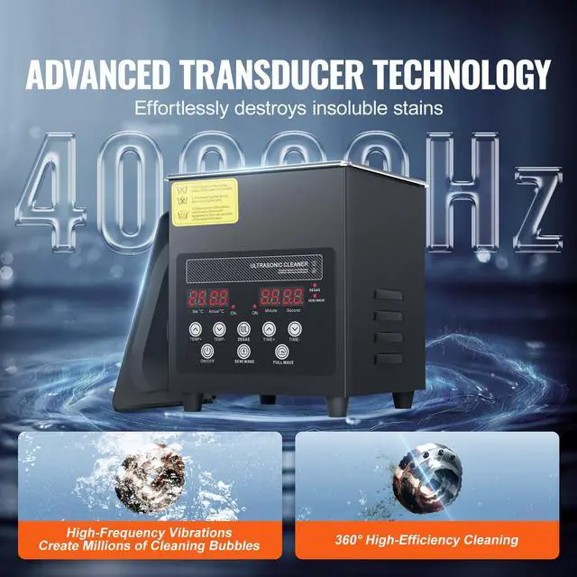 Alt view image 2 of 7 - 2L Ultra Sonic Cleaner, 60W Digital Sonic Cleaning Machine with Gentle Mode & Upgraded Degassing, 40kHz Ultrasound Cleaner Machine with Heater & Timer for Jewelry, Glasses, Tools, Retainer