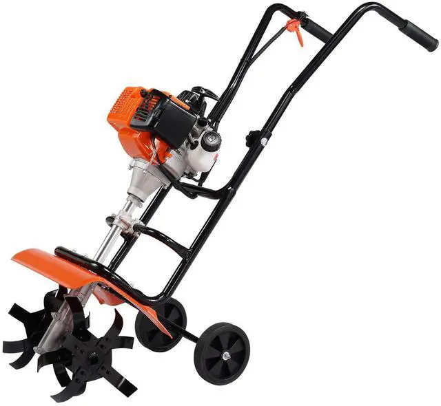 Main image of Tiller Cultivator, 31CC 4-Stroke Garden Cultivator, Tiller with 4 Steel Adjustable Front Tines for Lawn, Garden and Field Cultivation