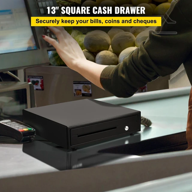 Alt view image 2 of 7 - Cash Register Drawer, 13\" 12 V, for POS System with 4 Bill 5 Coin Cash Tray, Removable Coin Compartment & 2 Keys Included, RJ11/RJ12 Cable for Supermarket, Bar, Coffee Shop, Restaurant