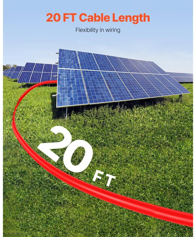 Alt view image 3 of 7 - 20FT Solar Panel Extension Cable, 10AWG Solar Extension Cable Wire with Female & Male Waterproof Connectors, 6mm² PV Cable for Home, Ship and RV Solar Panels, 20FT Black + 20FT Red (Set of 2)