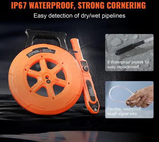 Alt view image 3 of 7 - Pipe Locators, 100ft/30m PVC Pipe Locators Underground, IP67 Waterproof Pipe Blockage Detector with Adjustable Sensitivity, Sewer Wall Scanner Plumbing Tool for PVC Plastic Metal Water Pipes