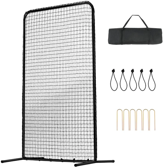 Main image of I Screen Baseball for Batting Cage, 7x4 ft Baseball Softball Safety Screen, Body Protector Portable Batting Screen with Carry Bag & Ground Stakes, Heavy Duty Pitching Net for Pitchers Protection