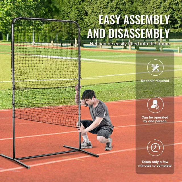 Alt view image 6 of 7 - I Screen Baseball for Batting Cage, 7x4 ft Baseball Softball Safety Screen, Body Protector Portable Batting Screen with Carry Bag & Ground Stakes, Heavy Duty Pitching Net for Pitchers Protection
