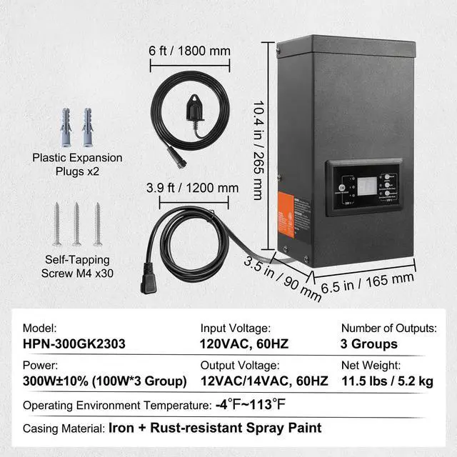 Alt view image 7 of 7 - 300W Low Voltage Landscape Transformer with Timer and Photocell Sensor, Waterproof Landscape Lighting Transformer, 120V AC to 12V/14V AC for Outdoor, Spotlight, Pathway Light, Pool light, ETL