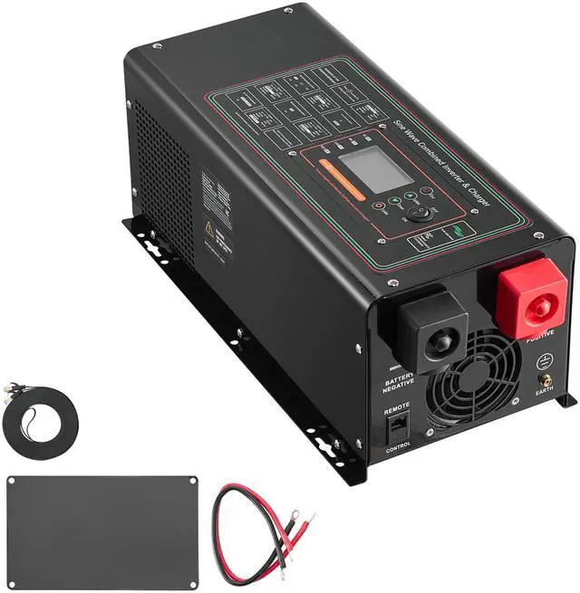 Main image of Pure Sine Wave Inverter Charger, 2000 Watt, DC 12V to AC 120V Power Inverter with LCD Display, Remote Control, Solar Inverter for Off-Grid Solar RV Boat Home, Compatible with Various Batteries