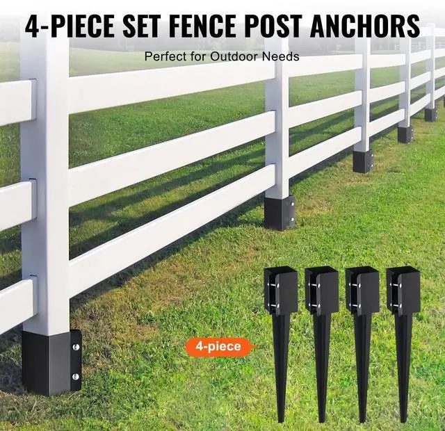 Alt view image 5 of 7 - Fence Post Anchor Ground Spike, 4 Pack 24 x 4 x 4 Inches Outer Diameter (Inner Diameter 3.5 x3.5 Inches), Metal Black Powder Coated Post Stake Ground, for Mailbox Deck Garden Railing