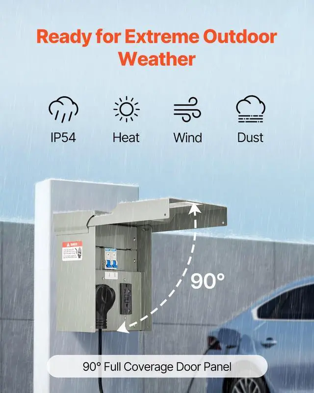 Alt view image 4 of 7 - Temporary Power Outlet Panel, 20 30 Amp, RV EV Electrical Outlet Panel with NEMA 30 Amp GFCI 20 Amp Receptacle Installed, Pre-Wired IP54 Weatherproof Box, for RV Camper Car Travel Motorhome