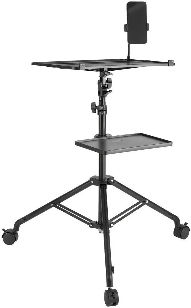 Main image of Projector Stand with Wheels, Laptop Stand Tripod Adjustable Height from 31.3 to 67.3", Projector Tripod Stand with 2 Trays & Gooseneck Phone Holder, for Outdoor Movies, Home, Office or Studio