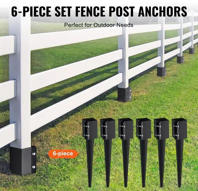 Alt view image 5 of 7 - Fence Post Anchor Ground Spike, 6 Pack 24 x 4 x 4 Inches Outer Diameter (Inner Diameter 3.5 x3.5 Inches), Metal Black Powder Coated Post Stake Ground, for Mailbox Deck Garden Railing