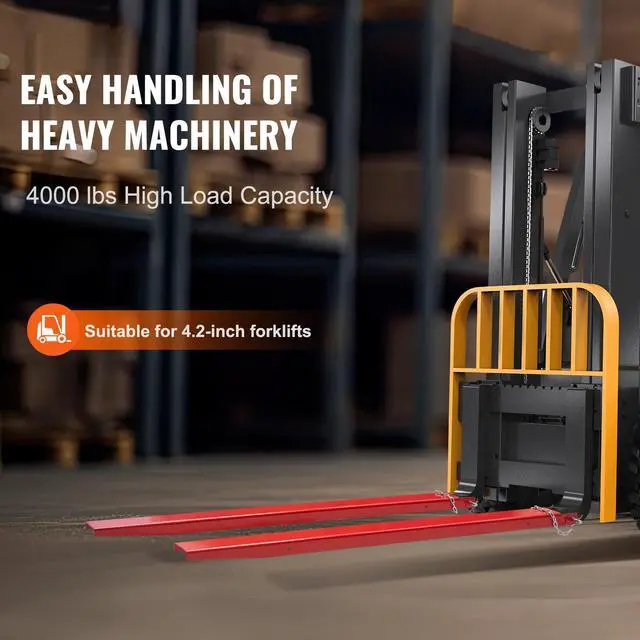 Alt view image 2 of 7 - Pallet Fork Extensions, 82" Length 4.5" Width, Heavy Duty Carbon Steel Fork Extensions for Forklifts, 1 Pair Forklift Extensions with Pins, Forklift Fork Attachments for Forklift Truck, Red