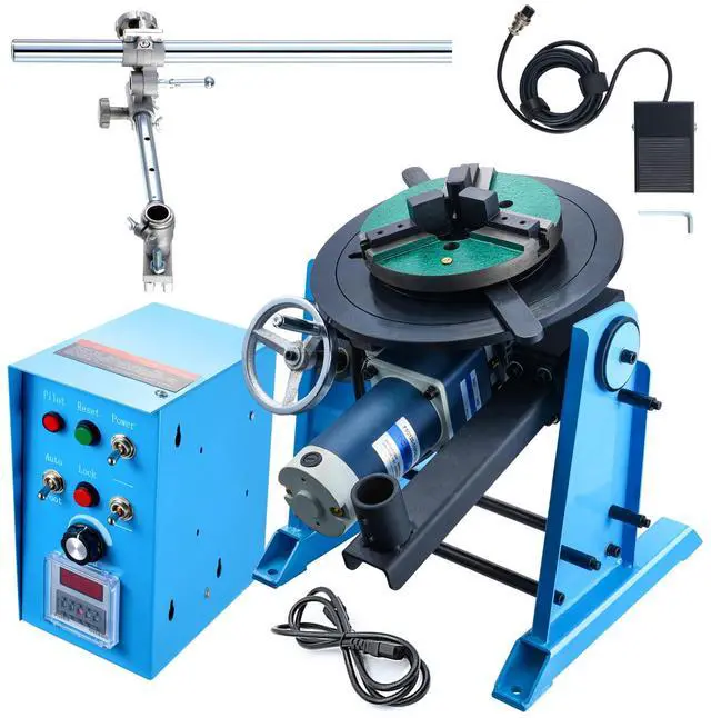 Main image of Rotary Welding Positioner 50KG, 0-90° Welding Positioning Turntable Table 0.5-6RPM 120W, with 12.4 Inch 3-Jaw Lathe Chuck & Welding Torch Stand Holder for Cutting, Grinding, Assembly, Testing
