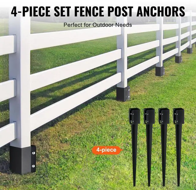 Alt view image 5 of 7 - Fence Post Anchor Ground Spike, 4 Pack 36 x 4 x 4 Inches Outer Diameter (Inner Diameter 3.5 x3.5 Inches), Metal Black Powder Coated Post Stake Ground, for Mailbox Deck Garden Railing