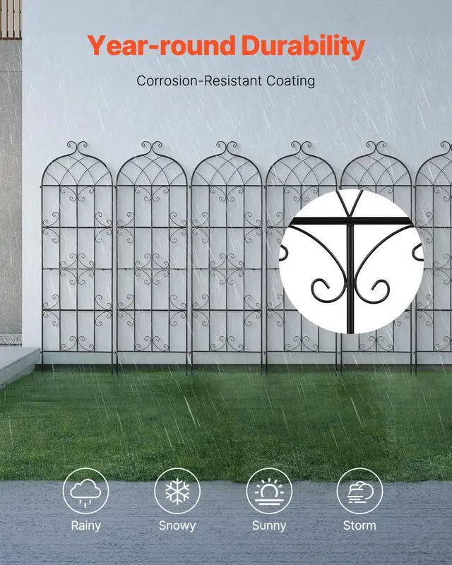 Alt view image 4 of 7 - Garden Trellis for Climbing Plants, 71 x 20 in, 6 Packs Rustproof Metal Garden Flower Trellis, Outdoor Climbing Rose Trellis Cucumbers Support, Decorative Clematis Trellis for Courtyards Lawns
