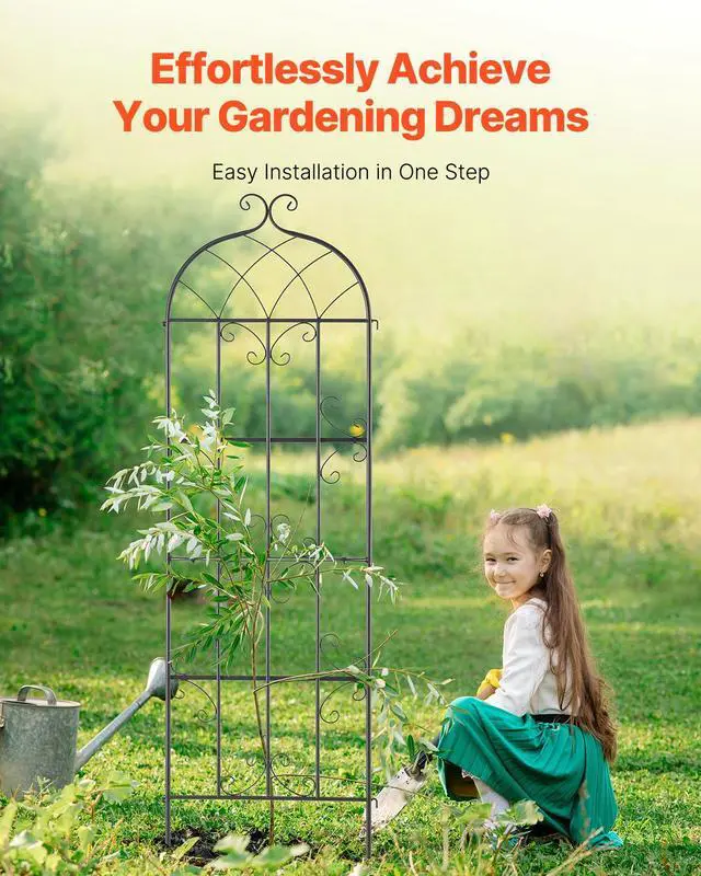 Alt view image 5 of 7 - Garden Trellis for Climbing Plants, 71 x 20 in, 6 Packs Rustproof Metal Garden Flower Trellis, Outdoor Climbing Rose Trellis Cucumbers Support, Decorative Clematis Trellis for Courtyards Lawns