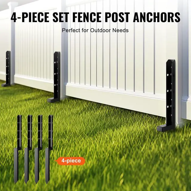 Alt view image 5 of 7 - Fence Post Anchor Repair Kit, 4 Pack Inner Diameter 2 x2 Inches Heavy Duty Steel Fence Post Support Stakes, Anchor Ground Spike for Repair Tilted, Broken Wood Fence Post