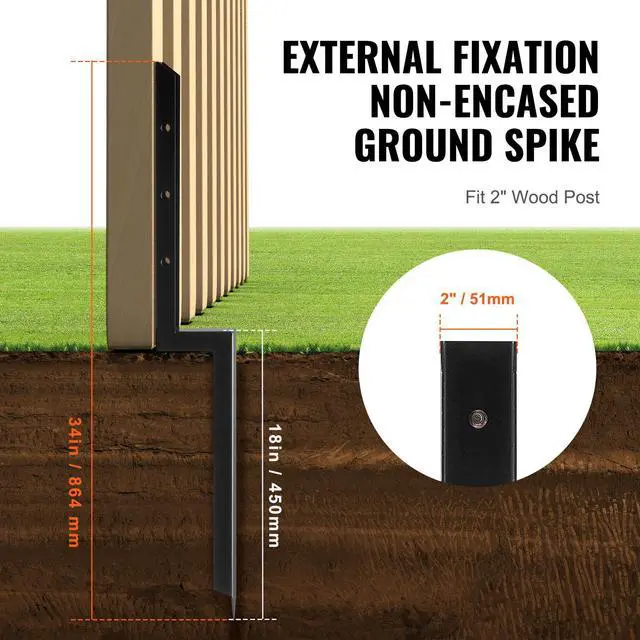Alt view image 4 of 7 - Fence Post Anchor Repair Kit, 4 Pack Inner Diameter 2 x2 Inches Heavy Duty Steel Fence Post Support Stakes, Anchor Ground Spike for Repair Tilted, Broken Wood Fence Post