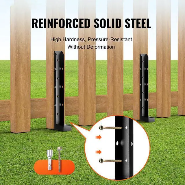 Alt view image 2 of 7 - Fence Post Anchor Repair Kit, 4 Pack Inner Diameter 2 x2 Inches Heavy Duty Steel Fence Post Support Stakes, Anchor Ground Spike for Repair Tilted, Broken Wood Fence Post