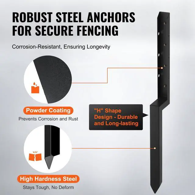 Alt view image 3 of 7 - Fence Post Anchor Repair Kit, 4 Pack Inner Diameter 2 x2 Inches Heavy Duty Steel Fence Post Support Stakes, Anchor Ground Spike for Repair Tilted, Broken Wood Fence Post