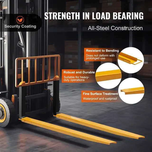 Alt view image 3 of 7 - Pallet Fork Extensions, 84" Length 5.5" Width, Heavy Duty Carbon Steel Fork Extensions for Forklifts, 1 Pair Forklift Extensions, Industrial Forklift Fork Attachments for Forklift Truck, Yellow