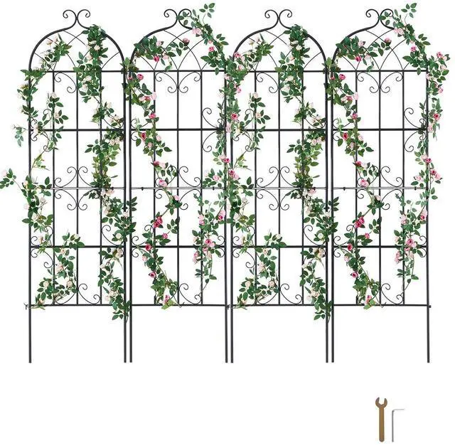 Main image of Garden Trellis for Climbing Plants, 71 x 20 in, 4 Packs Rustproof Metal Garden Flower Trellis, Outdoor Climbing Rose Trellis Cucumbers Support, Decorative Clematis Trellis for Courtyards Lawns