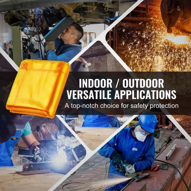 Alt view image 6 of 7 - VEVOR Welding Screen with Frame, 6' x 6' Welding Curtain Screen, Flame-Resistant Vinyl Welding Protection Screen on 4 Swivel Wheel (2 Lockable), Moveable & Professional for Workshop/Industrial, Yellow