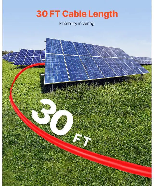 Alt view image 3 of 7 - 30FT Solar Panel Extension Cable, 10AWG Solar Extension Cable Wire with Female & Male Waterproof Connectors, 6mm² PV Cable for Home, Ship and RV Solar Panels, 30FT Black + 30FT Red (Set of 2)