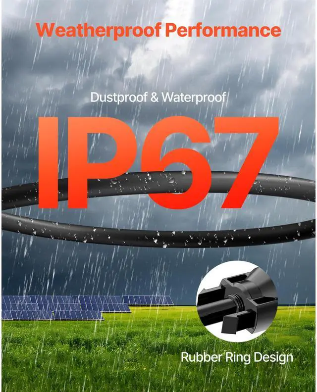 Alt view image 4 of 7 - 30FT Solar Panel Extension Cable, 10AWG Solar Extension Cable Wire with Female & Male Waterproof Connectors, 6mm² PV Cable for Home, Ship and RV Solar Panels, 30FT Black + 30FT Red (Set of 2)
