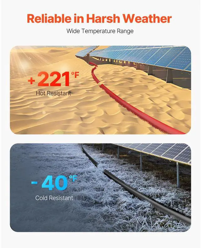 Alt view image 5 of 7 - 30FT Solar Panel Extension Cable, 10AWG Solar Extension Cable Wire with Female & Male Waterproof Connectors, 6mm² PV Cable for Home, Ship and RV Solar Panels, 30FT Black + 30FT Red (Set of 2)
