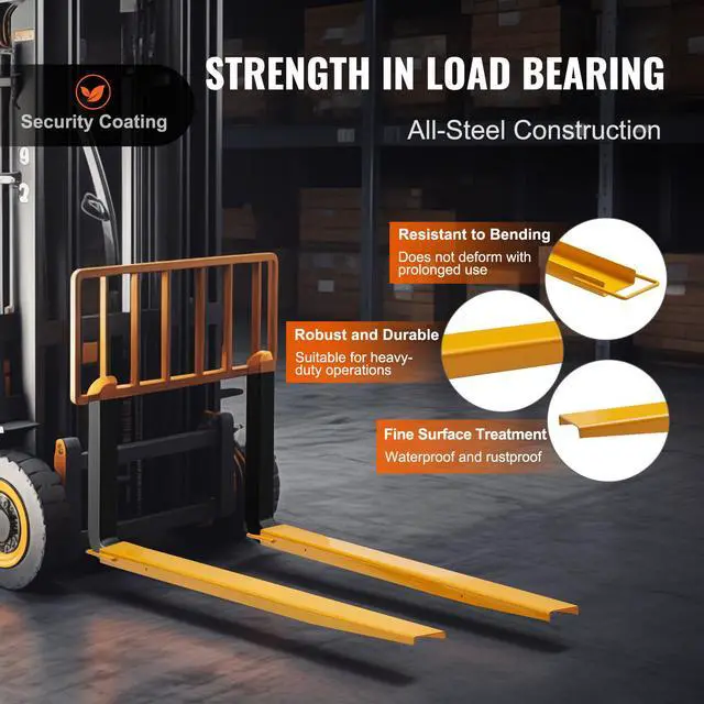 Alt view image 3 of 7 - Pallet Fork Extensions, 60" Length 4.5" Width, Heavy Duty Carbon Steel Fork Extensions for Forklifts, 1 Pair Forklift Extensions, Industrial Forklift Fork Attachments for Forklift Truck, Yellow