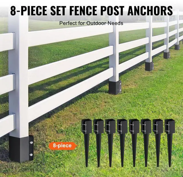 Alt view image 5 of 7 - Fence Post Anchor Ground Spike, 8 Pack 24 x 4 x 4 Inches Outer Diameter (Inner Diameter 3.5 x3.5 Inches), Metal Black Powder Coated Post Stake Ground, for Mailbox Deck Garden Railing