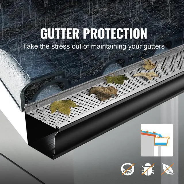 Alt view image 2 of 7 - Gutter Guard, 5 inch Width, Aluminum Leaf Filter DIY Gutter Cover, 52 PCS 208 ft Total Length, 0.157'' Hole Diameter & 0.02'' Thick Raptor Gutter Guards Fits Any Roof or Gutter Type