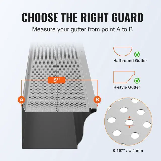 Alt view image 3 of 7 - Gutter Guard, 5 inch Width, Aluminum Leaf Filter DIY Gutter Cover, 52 PCS 208 ft Total Length, 0.157'' Hole Diameter & 0.02'' Thick Raptor Gutter Guards Fits Any Roof or Gutter Type