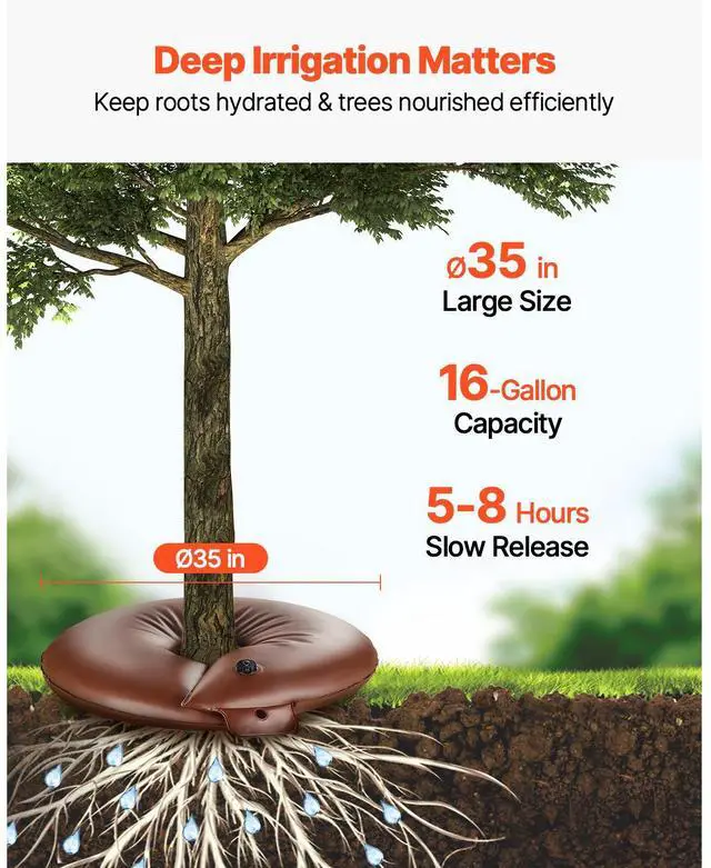Alt view image 2 of 7 - Tree Watering Rings, 4 Pcs 16 Gallons Tree Watering Bags, 6-9 Hours Slow Release, Refillable Planting Water Bags, Water Saving, Heavy Duty Watering System for Shrub Tree Root Drip Irrigation