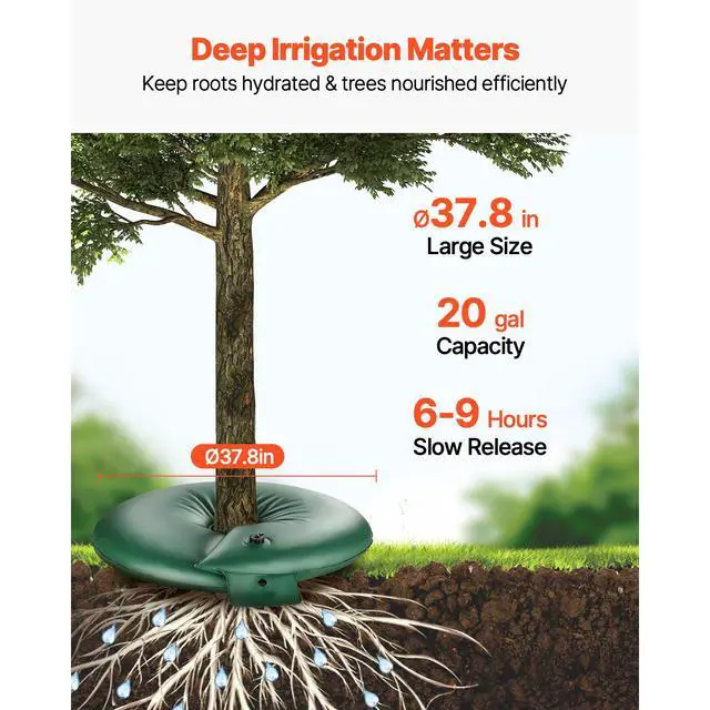 Alt view image 2 of 7 - Tree Watering Rings, 4 Pcs 20 Gallons Tree Watering Bags, 6-9 Hours Slow Release, Refillable Planting Water Bags, Water Saving, Heavy Duty Watering System for Shrub Tree Root Drip Irrigation