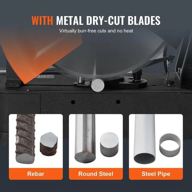 Alt view image 3 of 7 - Chop Saw, 14"/355mm Blade Diameter Cut Off Saw, 2800W 1200RPM Steel Cutting Machine, 0-45° Adjustable Dry Cut Chop Saw, Miter Saw for Cutting Metal Cold Cut Saw for Steel/Rebar/Iron/Aluminum