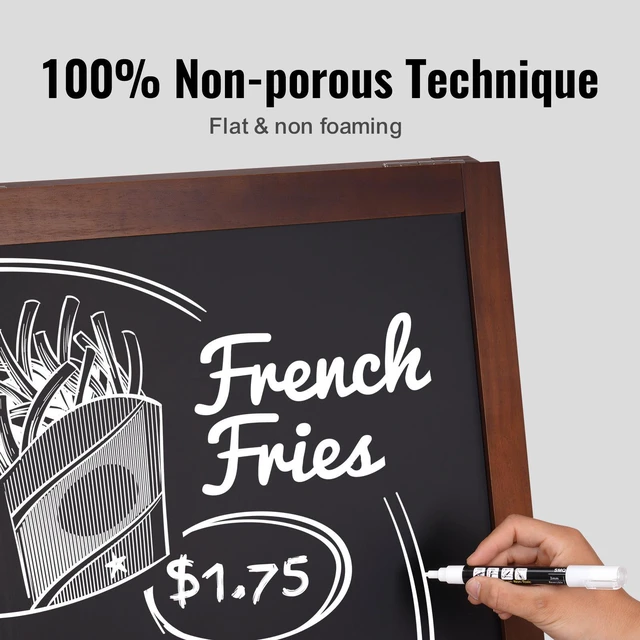 Alt view image 3 of 8 - A Frame Chalkboard Sign, Double-Sided Sidewalk Signs, Freestanding Vintage Wooden Chalk Board with Chalks & Magnetic Eraser, Rustic Brown Outdoor Sandwich Board, 20"x40", Kitchen Home Wedding