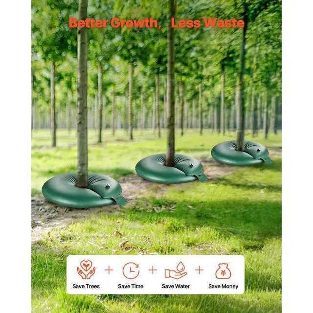 Alt view image 6 of 7 - Tree Watering Rings, 4 Pcs 20 Gallons Tree Watering Bags, 6-9 Hours Slow Release, Refillable Planting Water Bags, Water Saving, Heavy Duty Watering System for Shrub Tree Root Drip Irrigation