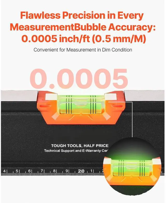 Alt view image 2 of 7 - 4-Piece Torpedo Level, 48/24/16/10 Inch All Magnetic Levels Set, Fluorescent Light Up Bubble Vials Ruler for 45/90/180 Degree, Aluminum Alloy Magnetic Box Leveler Tool, SAE and Metric Scale