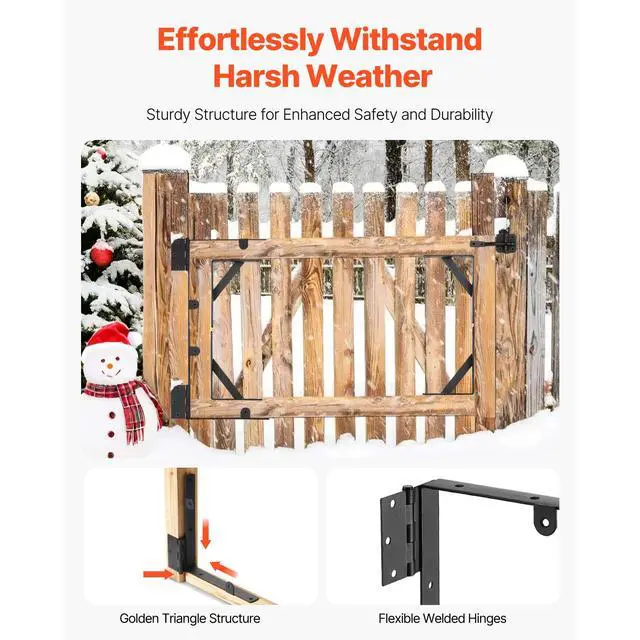 Alt view image 3 of 7 - Gate Corner Brace Bracket, 2 Sets, Anti Sag Gate Frame Hardware Kit, Gate Frame Brace Bracket with Latch Lock, Screws, for Shed Doors, Corral Gates, Driveway Gates, Wood Windows, Iron, Black